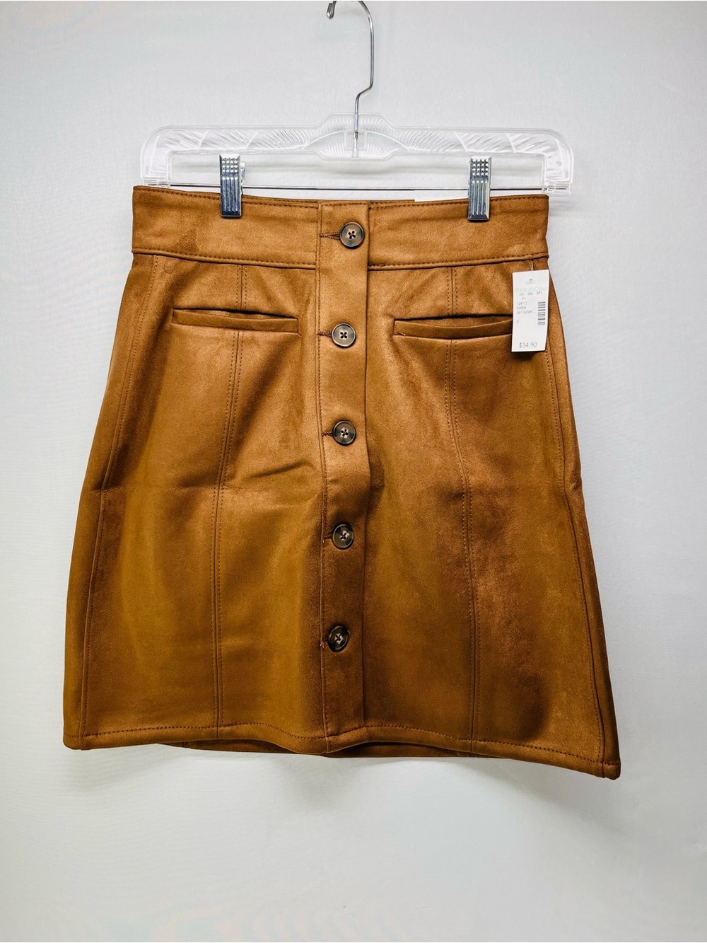 Maurices Button-Front Faux Suede Midi Skirt - Brown